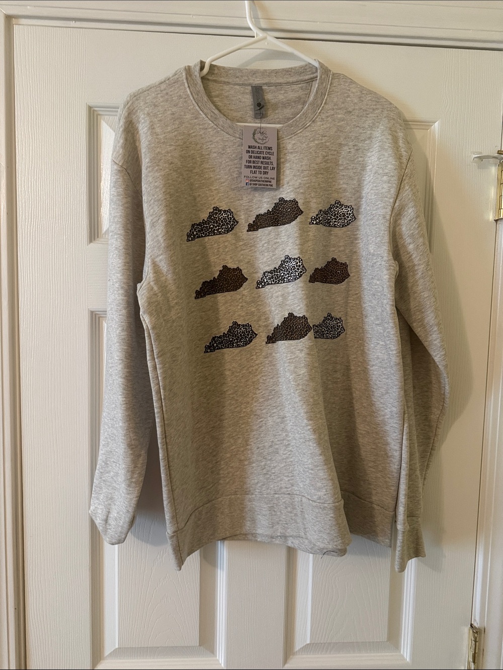 Next Level Apparel Light Gray Crewneck Sweatshirt with Repeated KY Graphic